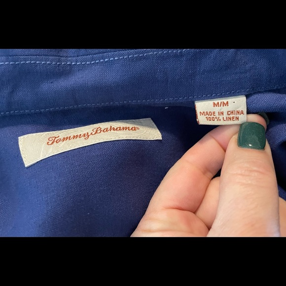 Tommy Bahama Deep Royal Blue 100% Linen Mens Long Sleeve Button Up Shirt Size M - Picture 5 of 16